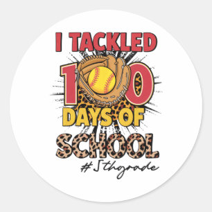 Ik pakte 100 dagen van 5e klas Softbyll Leopard K  Ronde Sticker