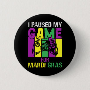 Ik pakte mijn spel voor Mardi Gras Video Game Mard Ronde Button 5,7 Cm
