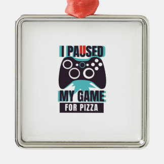 Ik pakte mijn spel voor pizza metalen ornament