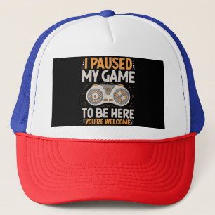 Ik pauzeerde mijn spel om hier te zijn Retro Gamin Trucker Pet