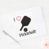 Ik ❤️ Pickleball in zwarte, witte en rode sticker. Vierkante Sticker (Envelop)