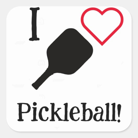 Ik ❤️ Pickleball! Vierkante Sticker (Voorkant)