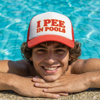 Ik plas in zwembaden grappig zwemmen zomer vakanti trucker pet