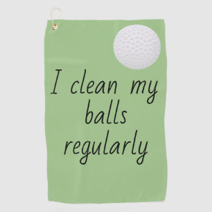 Ik poets regelmatig mijn balletjes in de Humor Golfhanddoek