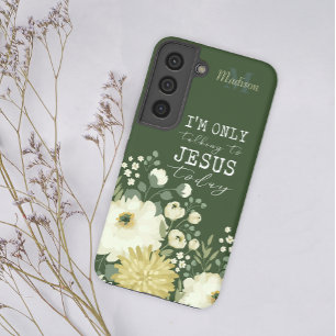 Ik praat vandaag alleen met Jezus over groene witt Samsung Galaxy Hoesje