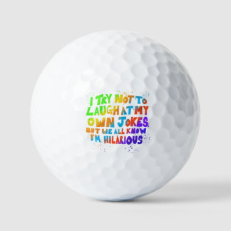 Ik probeer niet te lachen met mijn eigen grappen golfballen