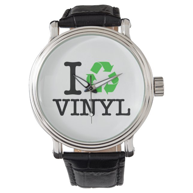 Ik recycle vinyl horloge (Voorkant)