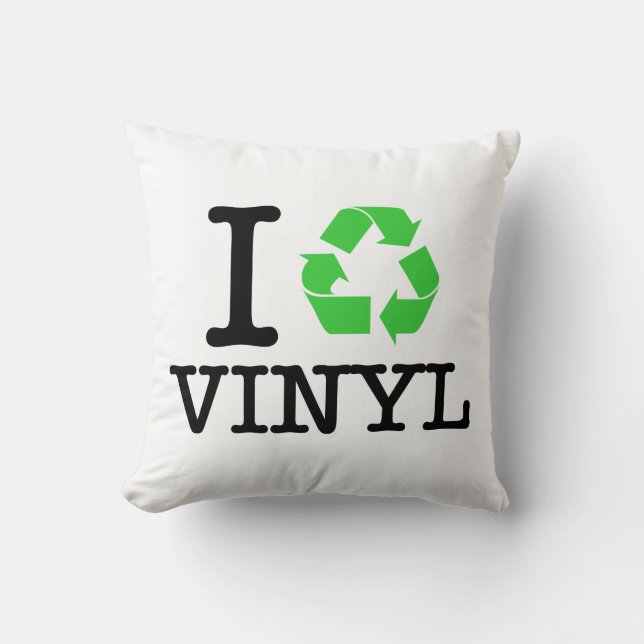Ik recycle vinyl kussen (Voorkant)