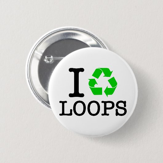 Ik Recyclen Loops Ronde Button 5,7 Cm (Voorkant /achterkant)