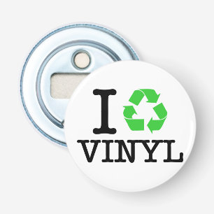 Ik Recyclen vinyl Button Flesopener