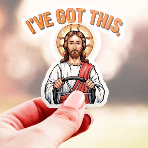 Ik Red Het Wel - Grappige Jezus Neemt Het Stuur Vi Sticker