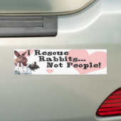 Ik redde konijnen...geen mensen. bumpersticker (Op auto)