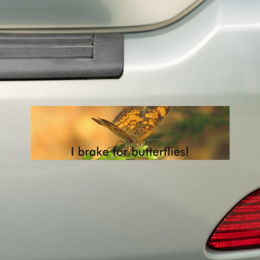 Ik rem op vlinders! Bumpersticker (Op auto)