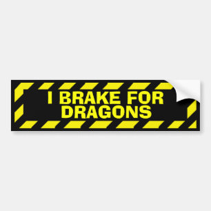 Ik rem voor draken grappige gele waarschuwing stic bumpersticker