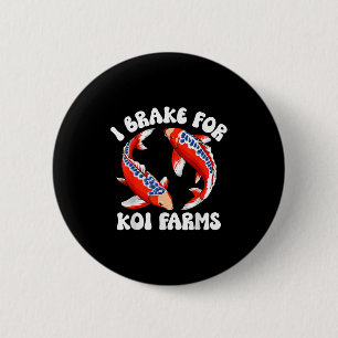 Ik rem voor Koi Boerderijen Funny Koi Fish Pond Lo Ronde Button 5,7 Cm