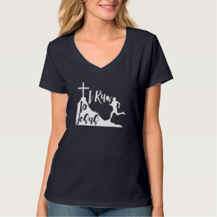 Ik ren naar Jesus Running Jogging Religious Christ T-shirt