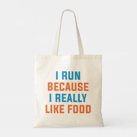 Ik ren omdat ik echt van eten hou tote bag (Achterkant)