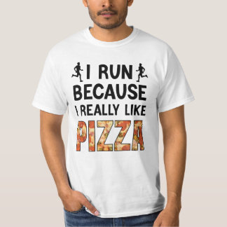 Ik ren omdat ik echt van Pizza hou, grappig rennen T-shirt