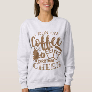 Ik ren op koffie en kerstmis, bruin script S Trui