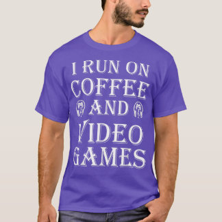 Ik ren op koffie en videogames grappige videogames t-shirt