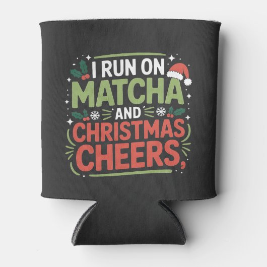 Ik ren op Matcha en Christmas Cheers Groene Drink Blikjeskoeler (Voorkant)
