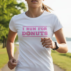 Ik ren voor donuts Roze Leuke quote over hardl T-shirt
