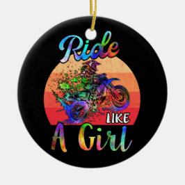 Ik rijd als een Girl Dirt Bike Waterverf Keramisch Ornament