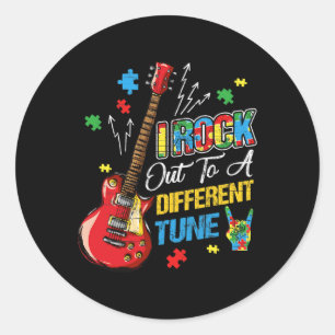 Ik rock uit naar een andere melodie Autisme bewust Ronde Sticker