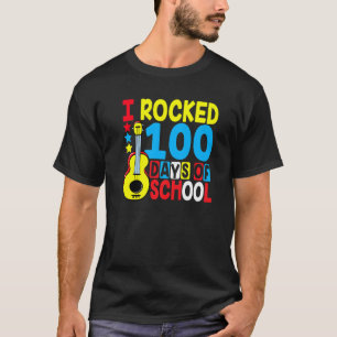 Ik Rockte 100 Dagen School Gitaar Muziek 100ste D T-shirt