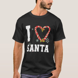 Ik Rode hart Liefde Santa Candy Cane Matching Kers T-shirt
