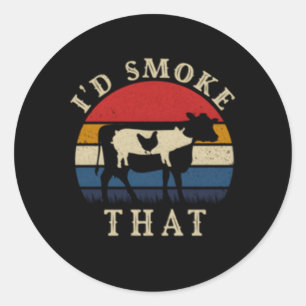 Ik rook naar BBQ vlees roker Pitmaster Ronde Sticker