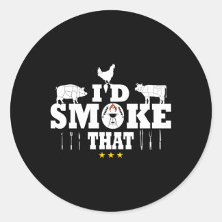 Ik rook naar grillgereedschap BBQ op Camg voor pap Ronde Sticker