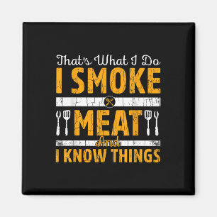 Ik rook vlees grappige barbecue gegrilde BBQ liefh Magneet