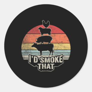 Ik rookte dat Boerderij dier BBQ Art Ronde Sticker