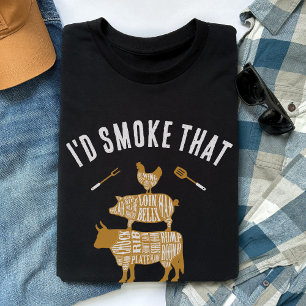 Ik rookte dat grappige BBQ vlees grill cadeau voor T-shirt