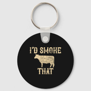 Ik rookte dat Koe BBQ-grillcadeau Sleutelhanger