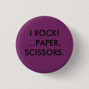 Ik rots...papierschaar ronde button 3,2 cm
