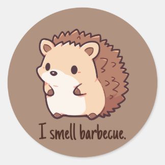 Ik ruik barbecue Grappige Egel Ronde Sticker