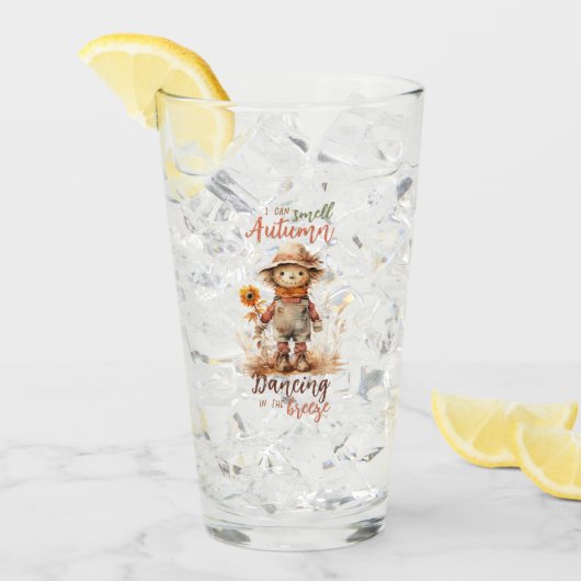 Ik ruik de herfst - Rustic Scarecrow & Sunflower Glas (Voorkant ijs)