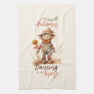 Ik ruik de herfst - Rustic Scarecrow & Sunflower Theedoek
