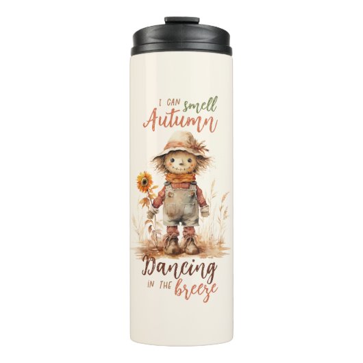 Ik ruik de herfst - Rustic Scarecrow & Sunflower Thermosbeker (Voorkant)