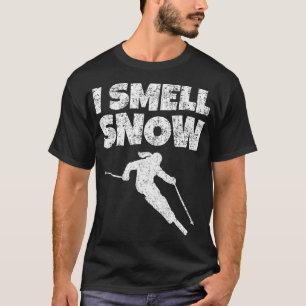 Ik ruik sneeuw wit Vrouw skiër T-shirt