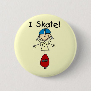 Ik Schaats Skateboarden Meisje Ronde Button 5,7 Cm
