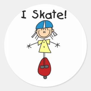 Ik Schaats Skateboarden Meisje Ronde Sticker