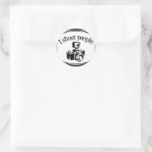 Ik schafte mensen fotograaf's camera B&W Ronde Sticker (Tas)