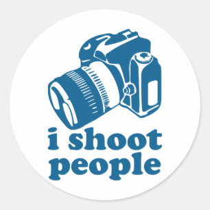 Ik schiet mensen neer - Blauw Ronde Sticker