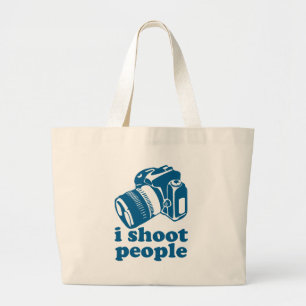 Ik schiet mensen op - blauw grote tote bag