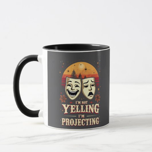Ik schreeuw niet dat ik retrotheater projecteer mok (Links)