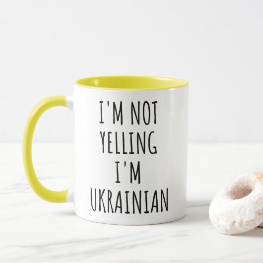 Ik schreeuw niet, ik ben Oekraïens grappig Mok (Met donut)