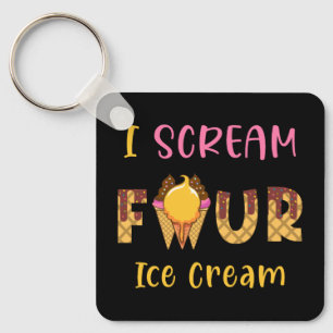 Ik schreeuw Vier Ice Cream Kinder Jongen Meisje 4e Sleutelhanger